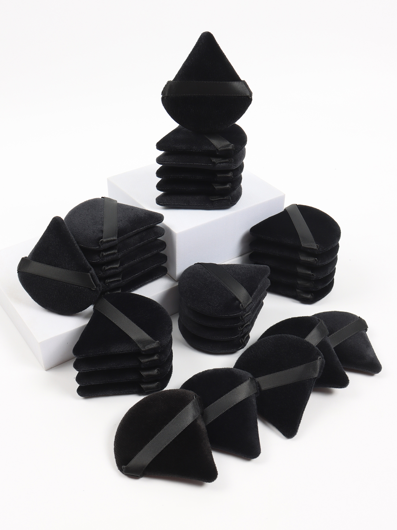 Facial Makeup Sponge, Black Triangle Powder Puff, Soft Velvet Cosmetics Puff, Beauty Foundation Make-Up Tool