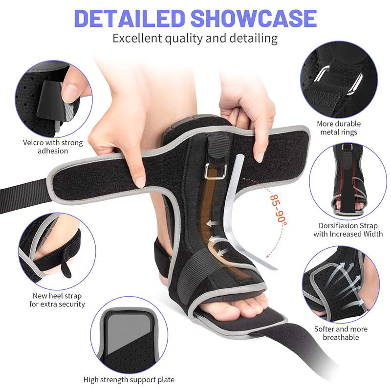 Plantar Fasciitis Night Splint, Adjustable Foot Drop Brace, Arch Support Stretch Boot, Ankle Tendonitis Relief