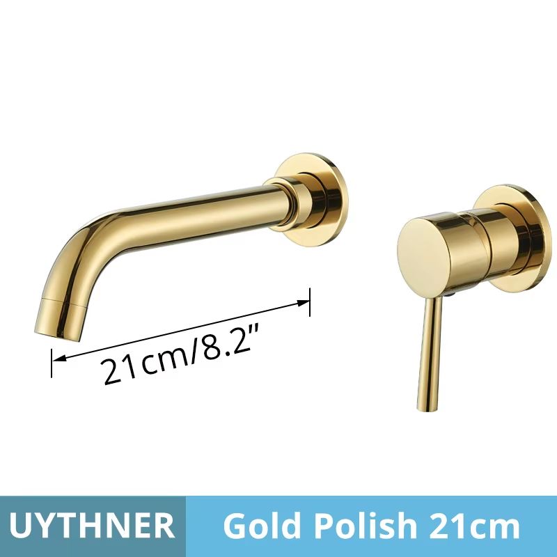 Brushed Gold & Black Concealed Wall Mounted Basin Faucet Mixer