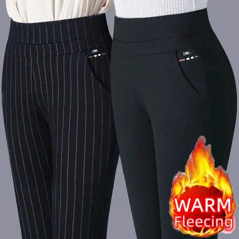 Womens Winter Pencil Pants with Plush Lining Slim Fit Stretch Leggings