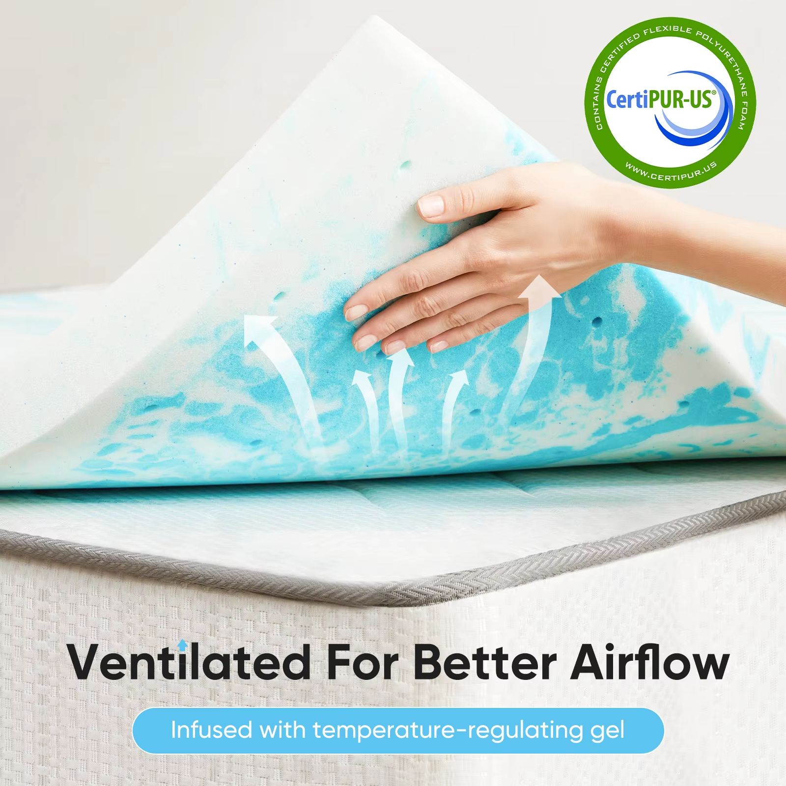 Cooling Gel Memory Foam Mattress Topper – Soft, Breathable Comfort for Restful Sleep