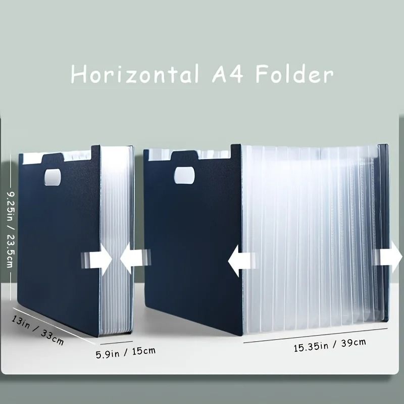 Modern White A4 Foldable Horizontal File Storage Box Expandable Desktop Folder with Multiple Pockets