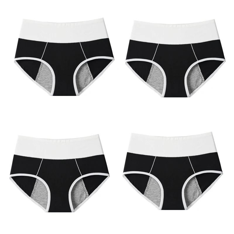 Womens High Waist Leak Proof Period Panties Four Pack Cotton Menstrual Underwear