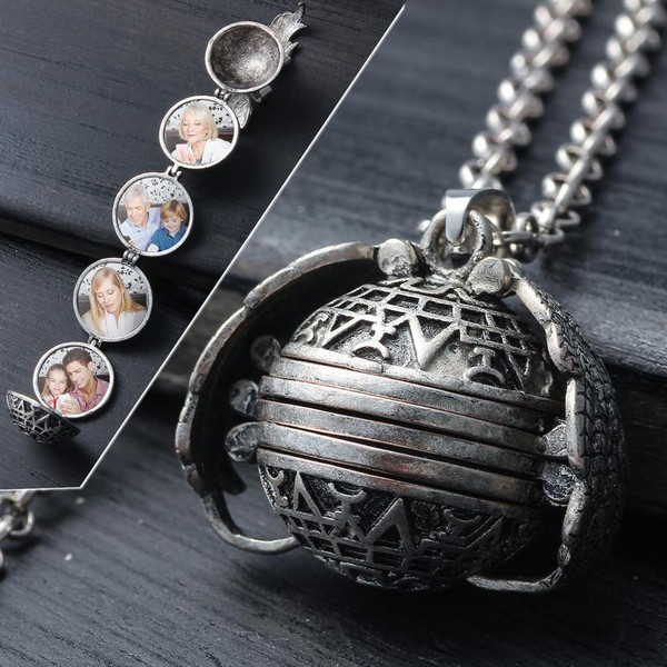 4 Photo Locket Necklace – Expandable Photo Locket Jewelry, Personalized Gift for Loved Ones