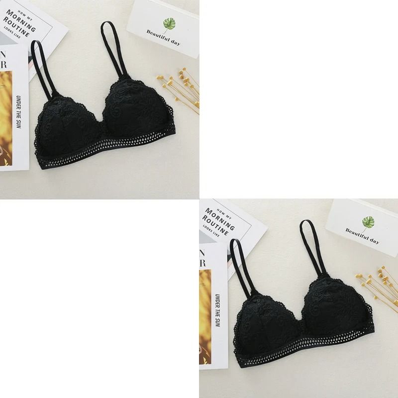 Womens Lace Bralette Bra Wirefree Deep V Lace Bra Soft Padded Triangle Cup Bralette