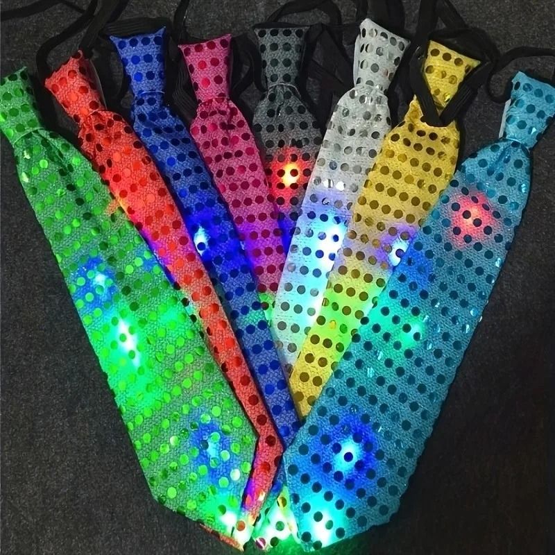 LED Light Up Sequin Fedora and Tie Set