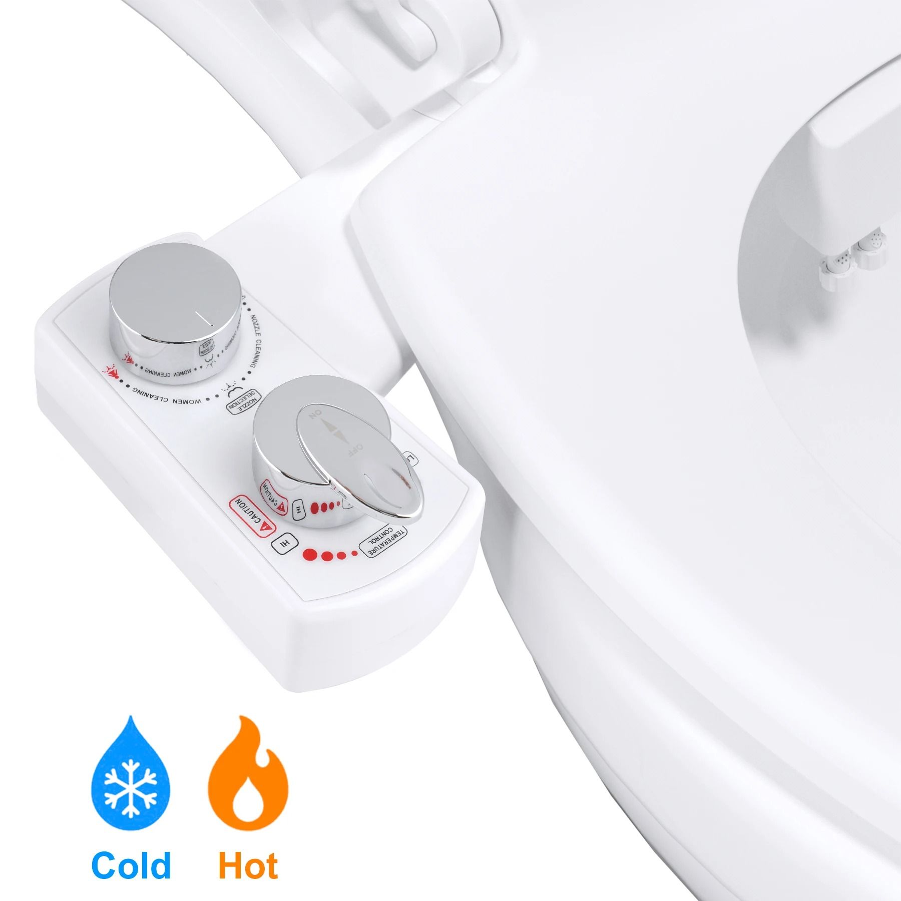 Adjustable Hot and Cold Dual Nozzle Bidet Attachment