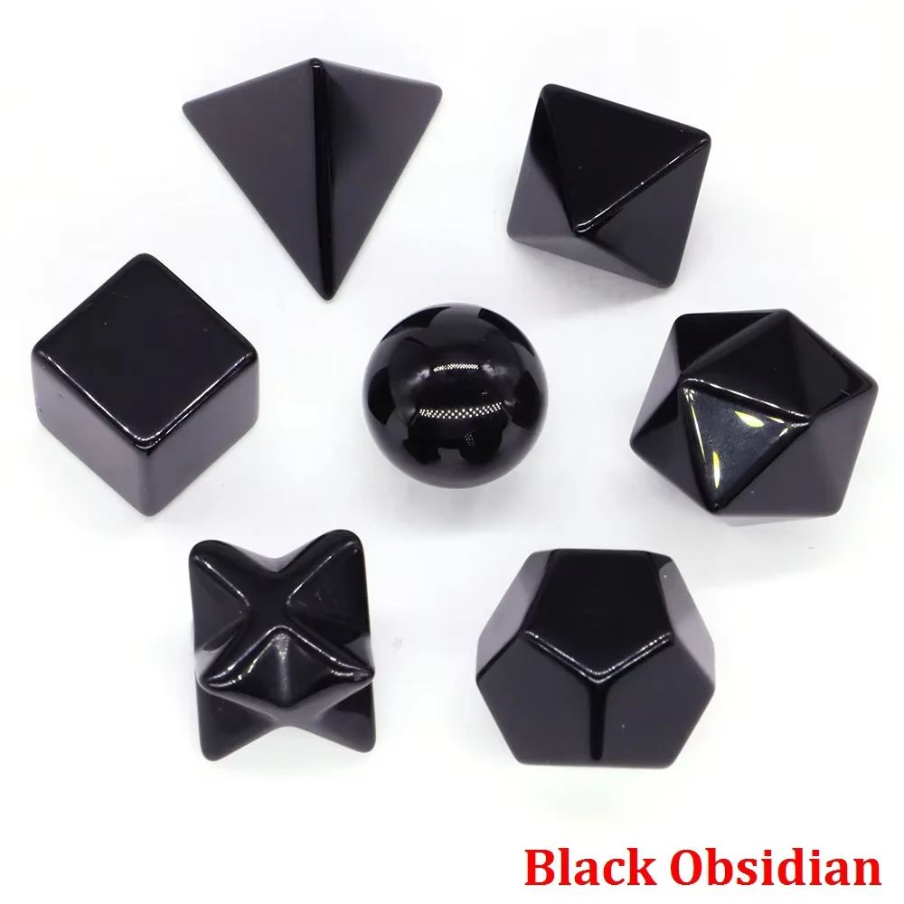 7 Piece Sacred Geometry Crystal Set Platonic Solids