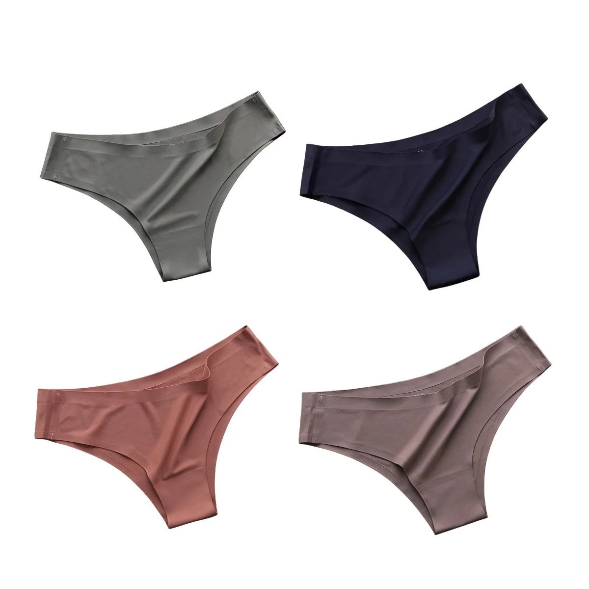 Seamless Ice Silk Low Waist Thong Panties Set of 4
