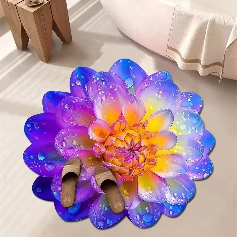 Soft Floral Area Rug – Absorbent Vintage Carpet for Bedroom, Living Room & Bathroom