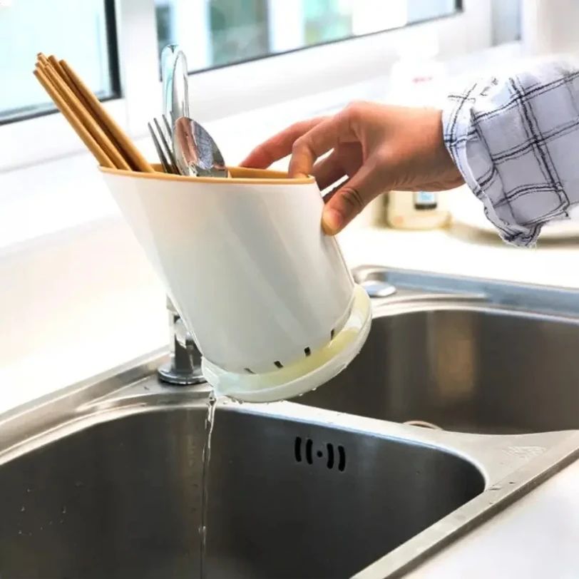 Cutlery Storage Holder with Drain Tray Organizer