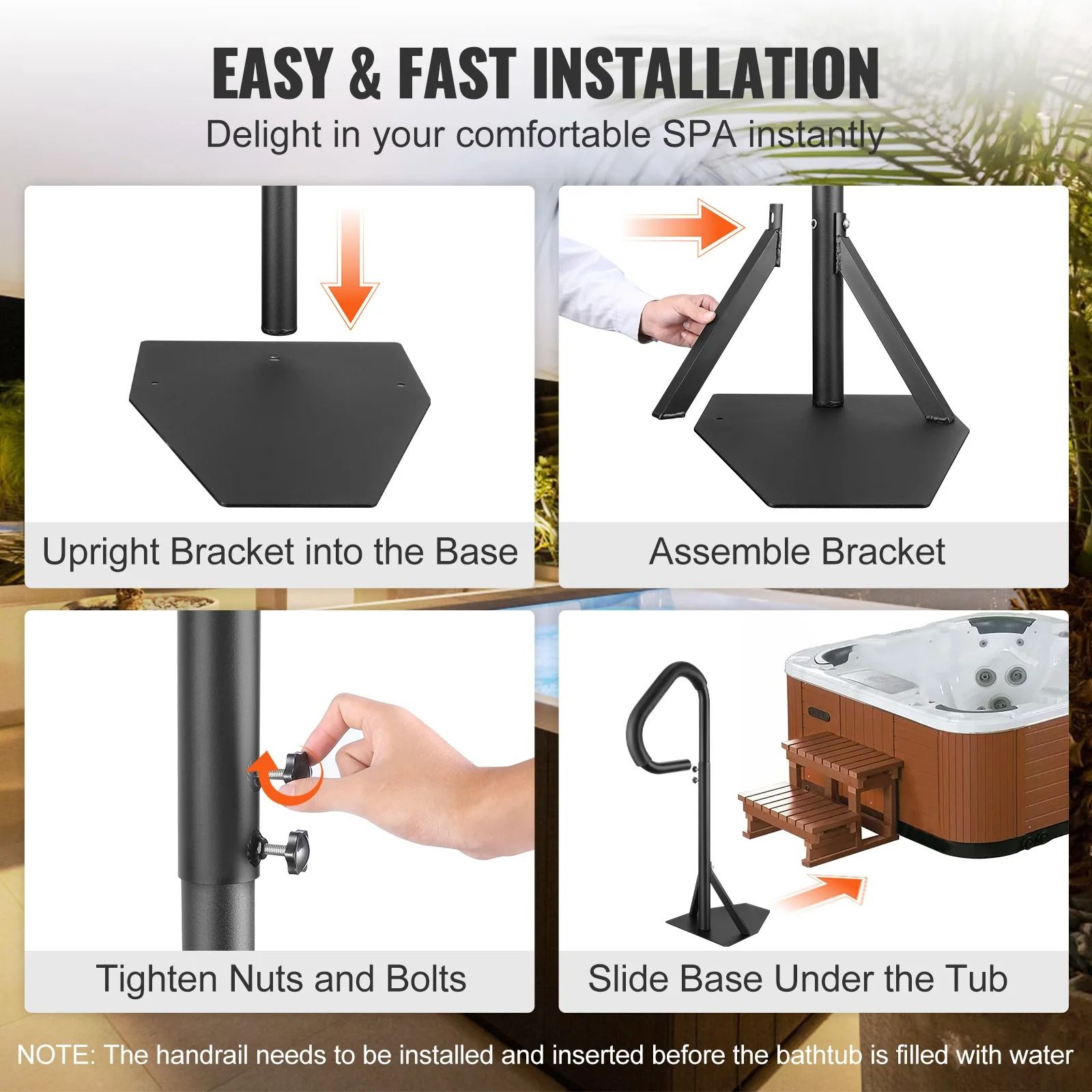 360° Rotatable Spa Side Handrail