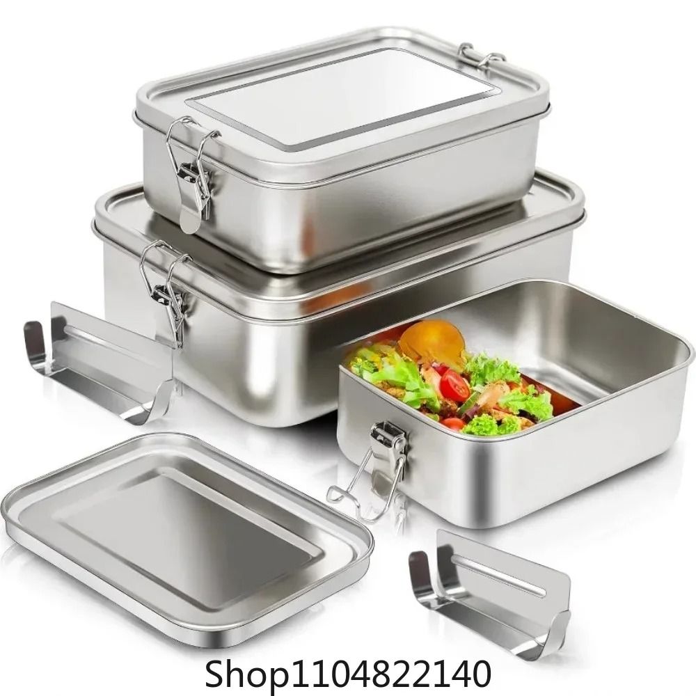 Stainless Steel Lock-Clip Bento Lunch Box Meal Prep Container