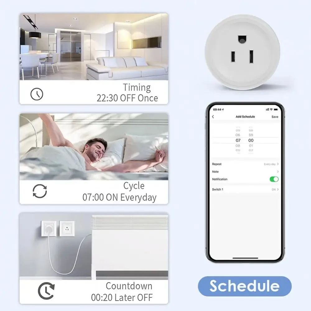 Tuya Smart WiFi Plug US Standard Wireless Outlet – Remote Control Smart Home Appliance Compatible with Alexa & Google