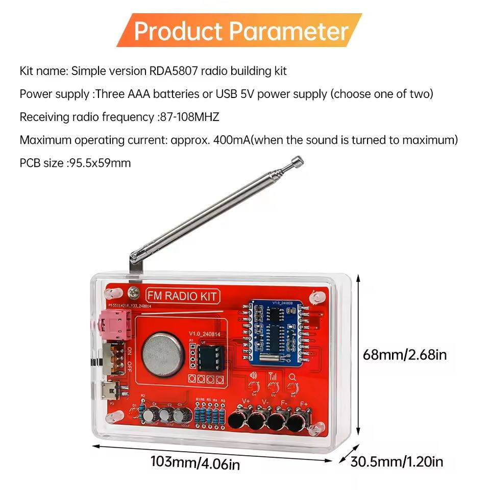 DIY RDA5807 FM Radio Electronic Kit with Digital Display