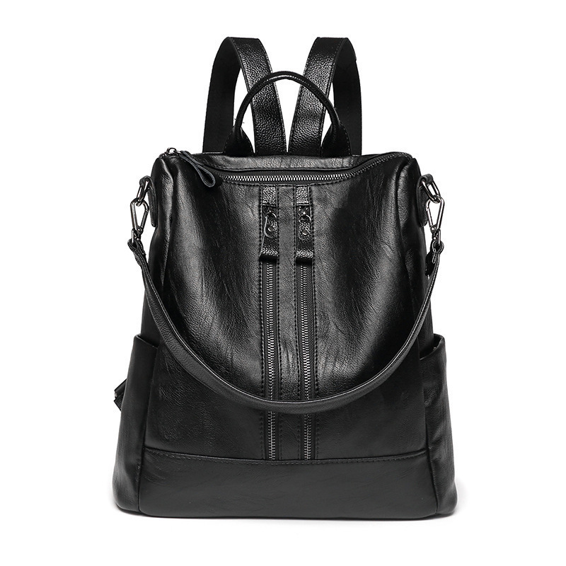 Soft Leather Large Capacity Backpack for Women Casual College Travel Bag