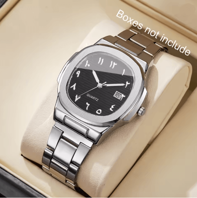 Luxury Square Dial Mens Quartz Watch Stainless Steel Business Style