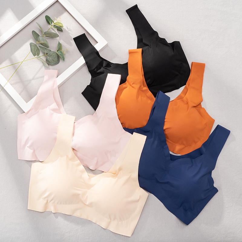 Seamless Ice Silk Bra Vest, Women Push Up Underwear, Padded Bralette, Soft Lingerie Sleep Top, Supportive Soutien Gorge