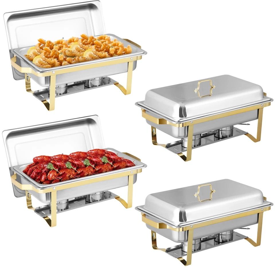 Elegant Chafing Dishes Buffet Warmer Set, Gold & Silver, Qt Stainless Steel for Wedding & Restaurant