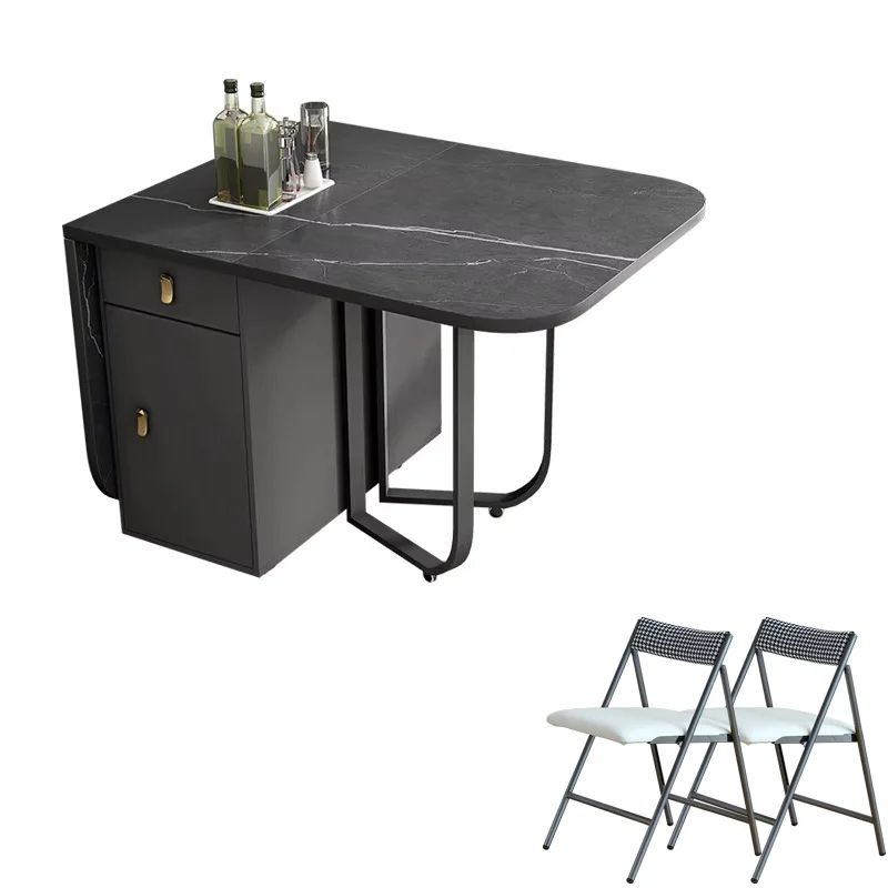 Folding Rectangle Dining Table with Chairs Set