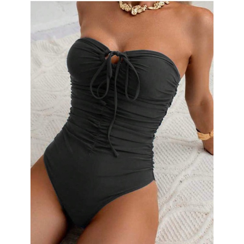 Women's One Piece Swimsuit Strapless Bandeau Halter Swimwear