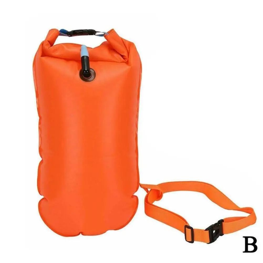 Inflatable Open Water Swimming Buoy Tow Float and Dry Bag with Double Air Bag System