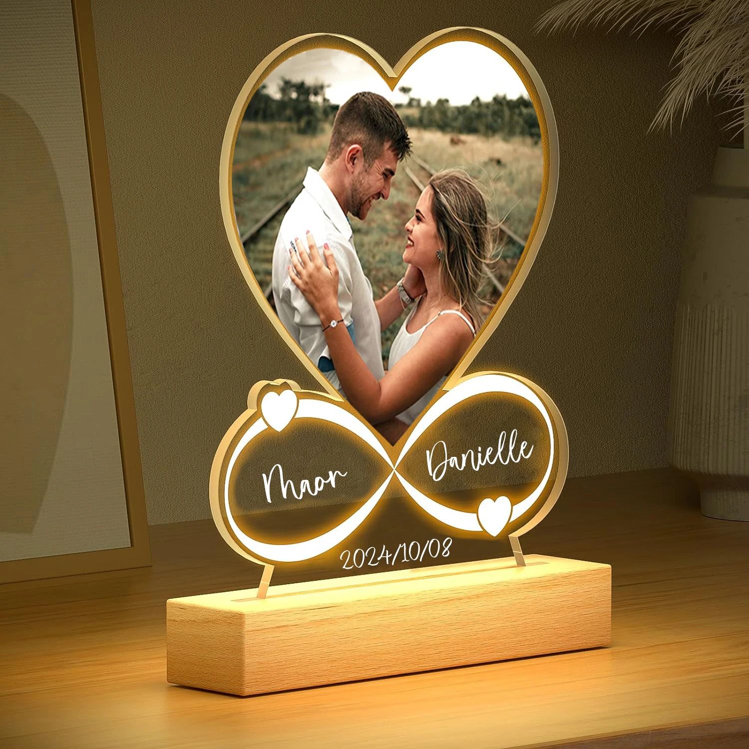 Custom Photo Acrylic Plaque Personalized Couple Gift Anniversary Love Frame