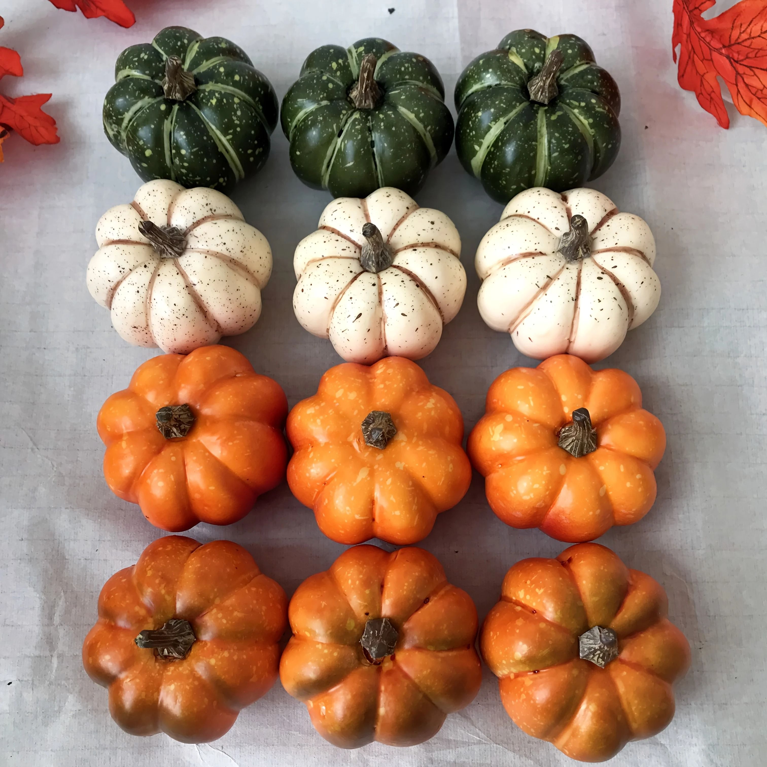 9 Piece Artificial Pumpkin Decor Set for Fall Harvest and Halloween Decorations
