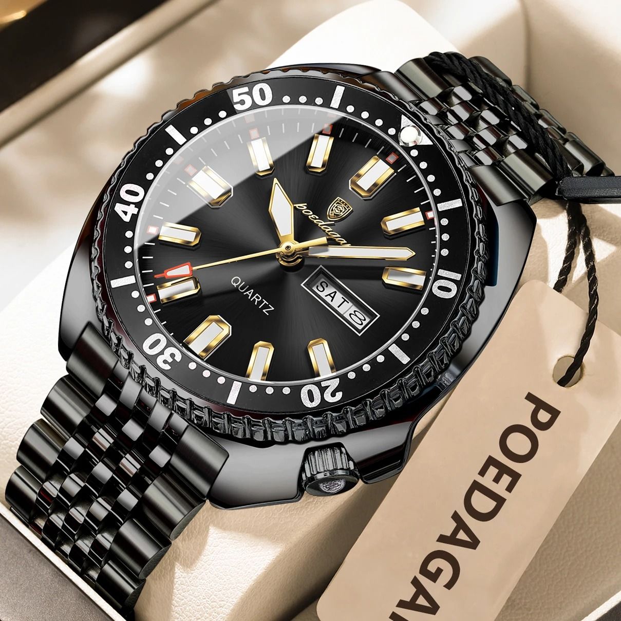 Poedagar Business Men Watch Waterproof Luminous Date Week