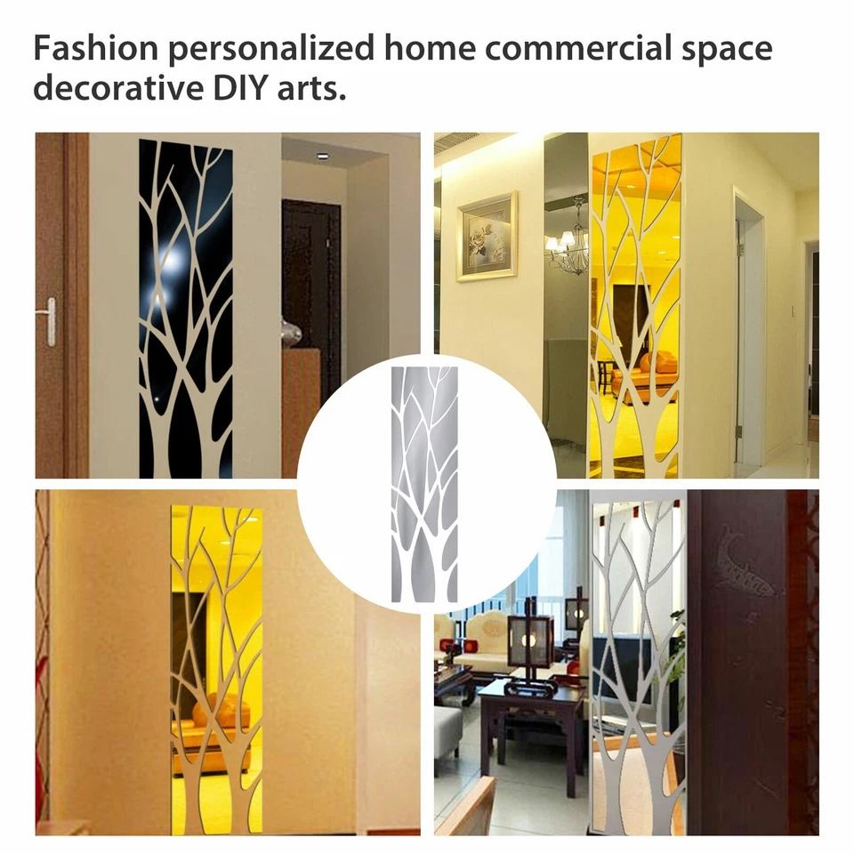 DIY Mirror Art Removable Wall Stickers for Bedroom & Home Decor Acrylic Mural Decal, Modern Stylish Design