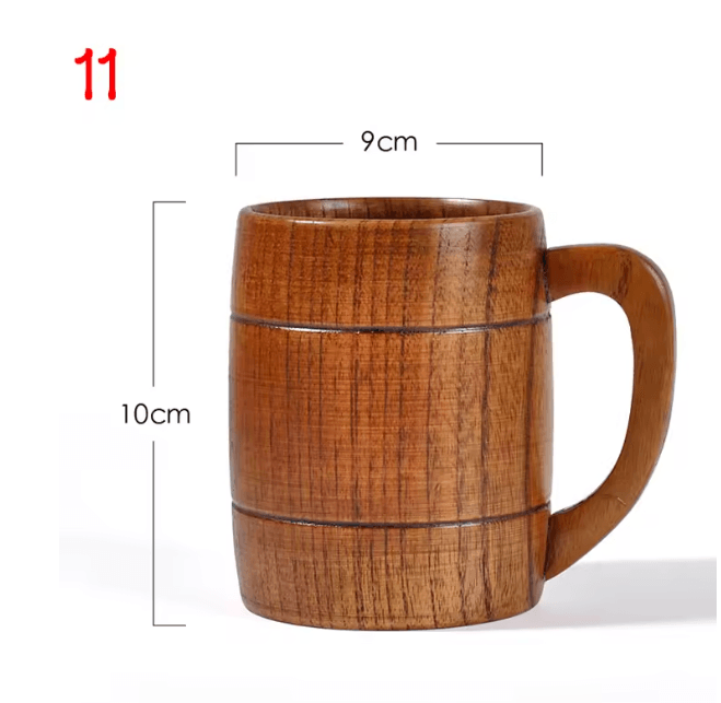 Handmade Wooden Beer Cup Natural Spruce Wood Big Belly Drink Mug