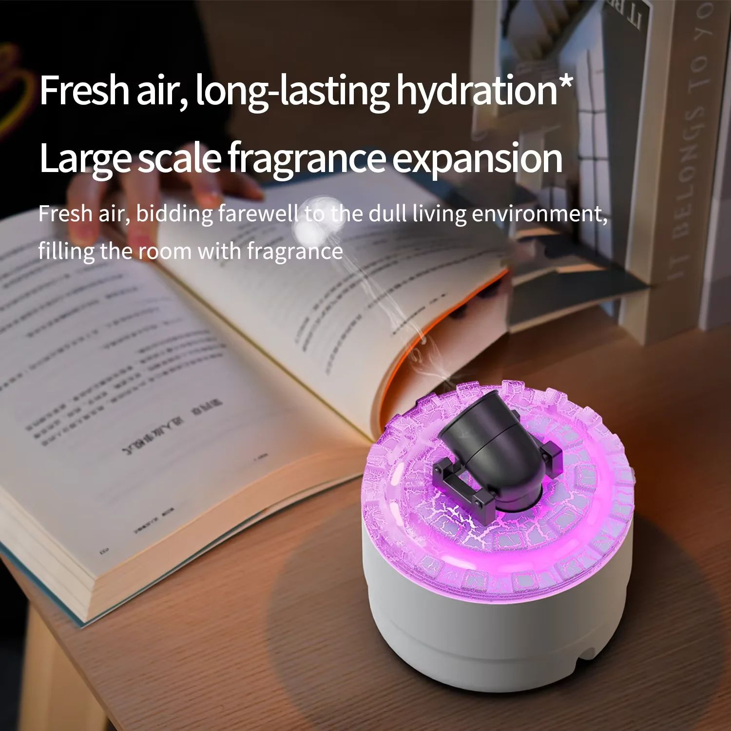 Volcanic Crack Light Cannon Humidifier, Aromatherapy Oil Diffuser with Lava Crack Design & Night Light