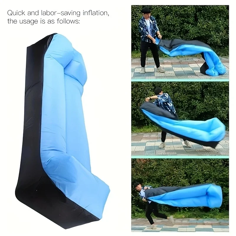 Portable Inflatable Lounger with Pillow Waterproof Portable Air Sofa for Beach Camping & Festivals