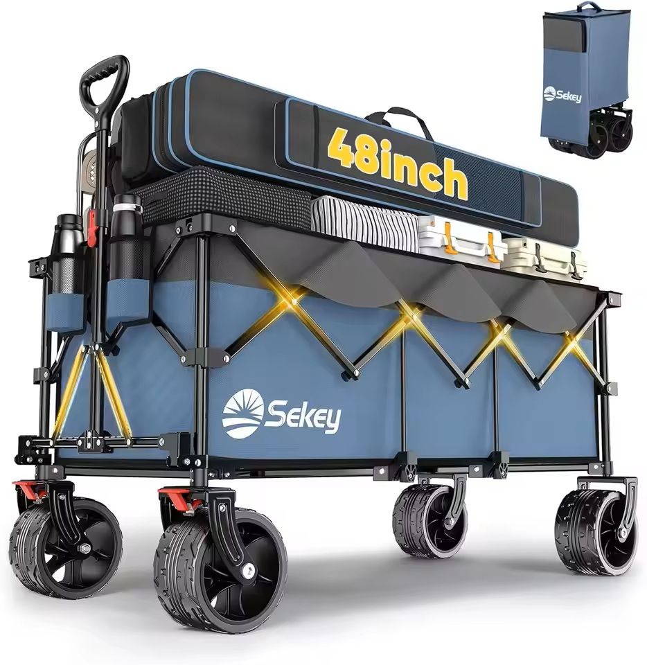 48 in Heavy Duty Collapsible Folding Wagon 440 lbs Capacity Utility Cart