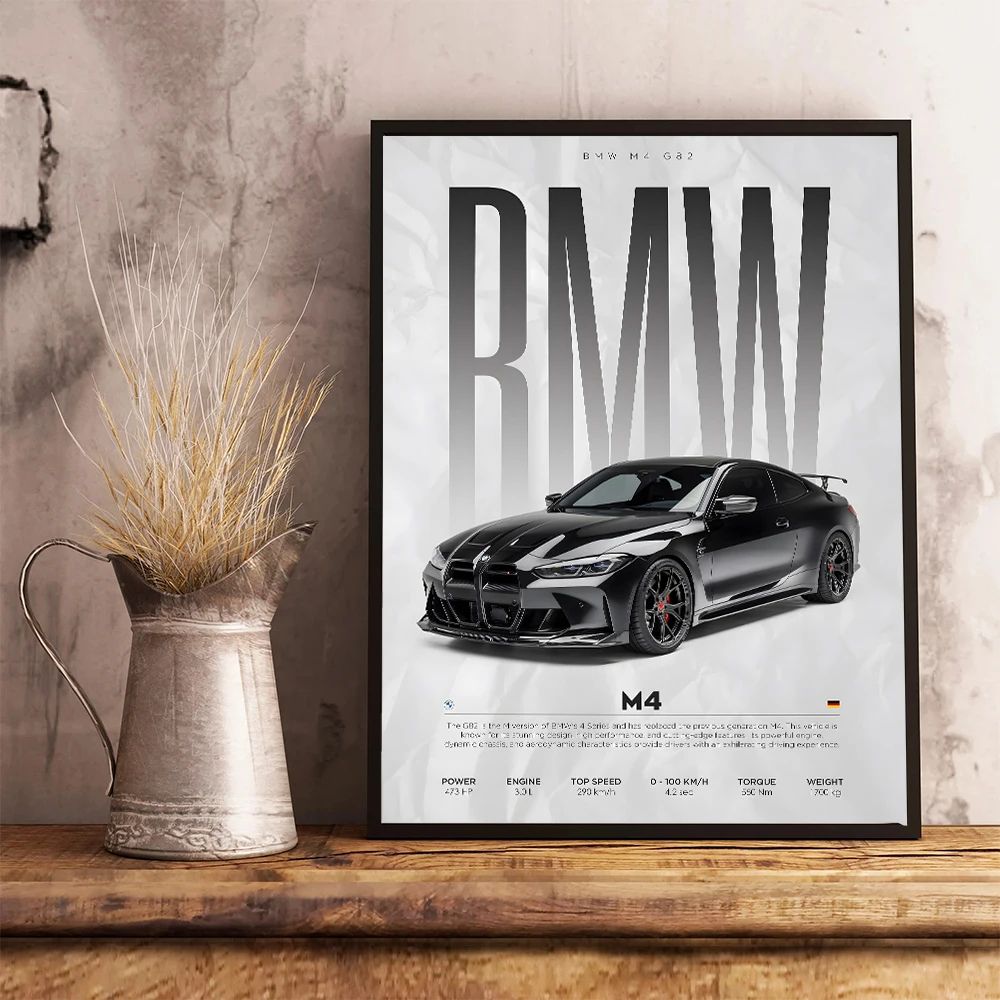 Black Famous Cars Canvas Wall Art Print for Modern Home Decoration, Automotive Racing Poster
