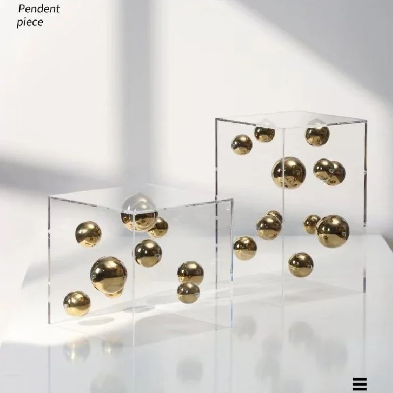 Luxury Geometric Metal Ball Decor Acrylic Display Box Modern Minimalist Home Accent