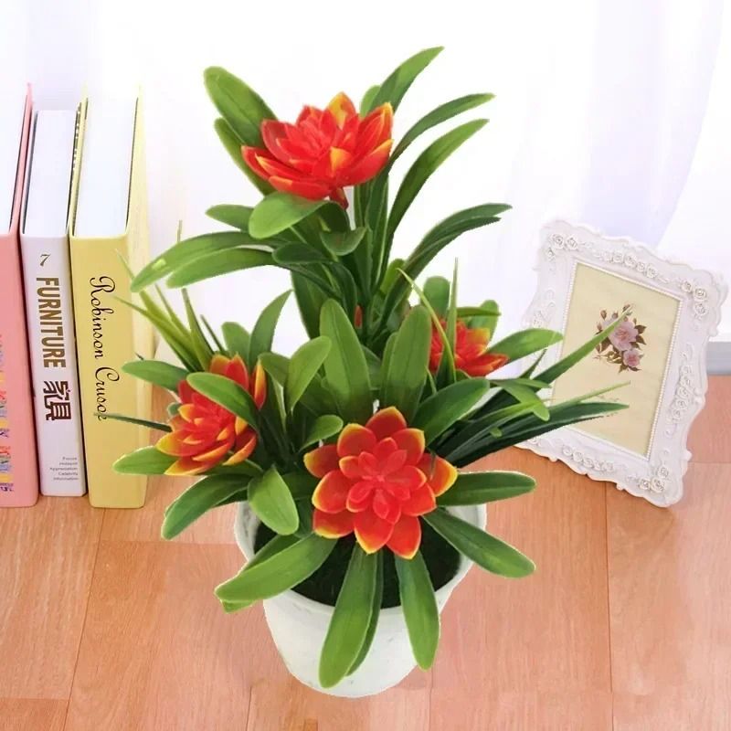 Artificial Vibrant Bonsai Potted Flower | Compact Tabletop Greenery | Professional Home & Garden Sanctuary Decor