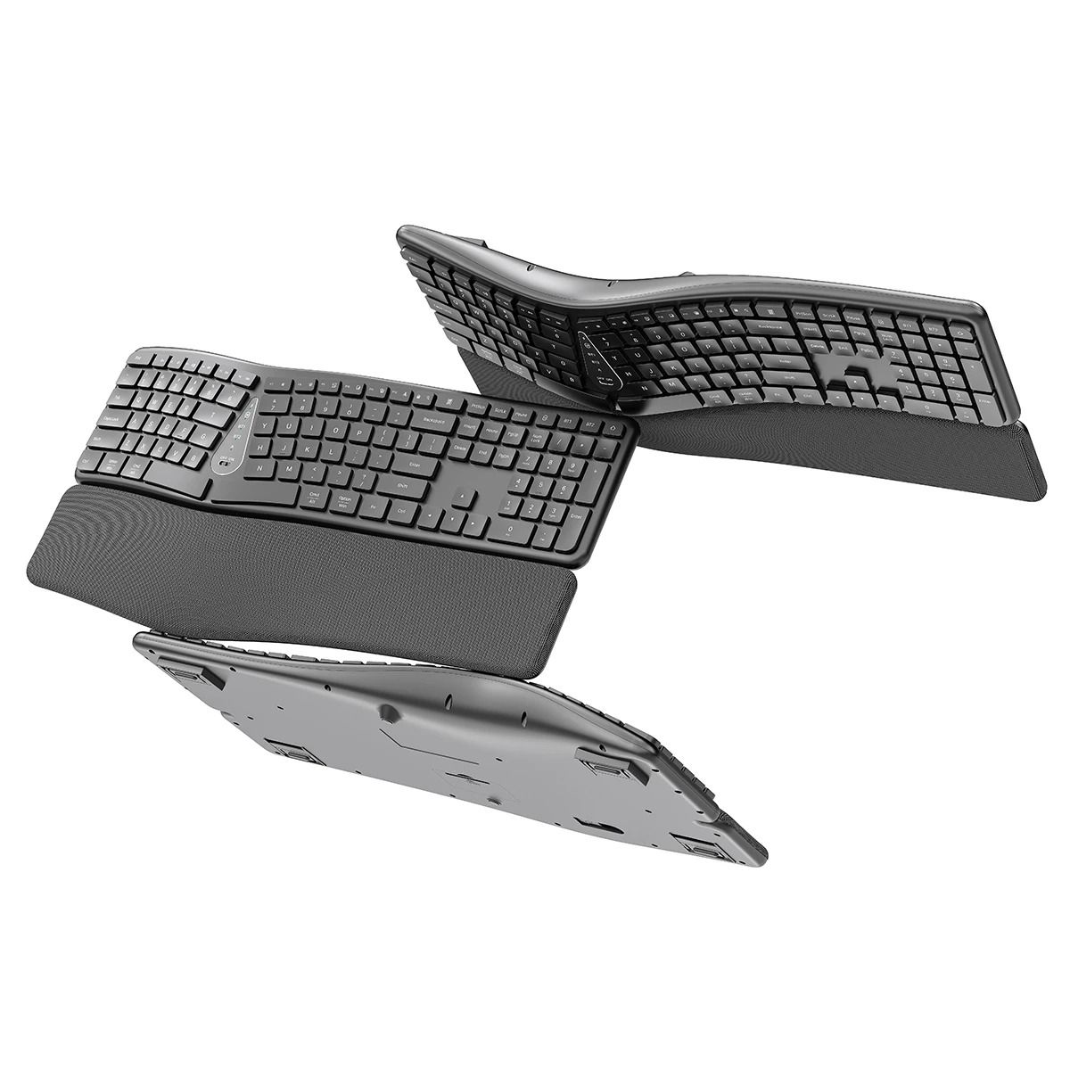 Ergonomic Wireless Keyboard with Palm Rest Multi Device Bluetooth Rechargeable