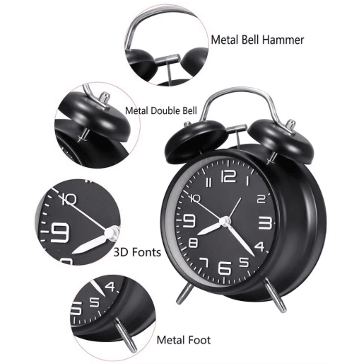 ClassicRing 4-Inch Twin Bell Loud Alarm Clock with Backlight