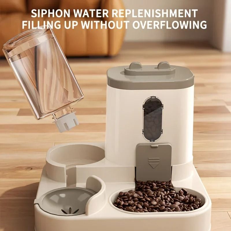Cat Food and Water Dispenser 2 in 1 Automatic Feeding and Hydration Station for Cats
