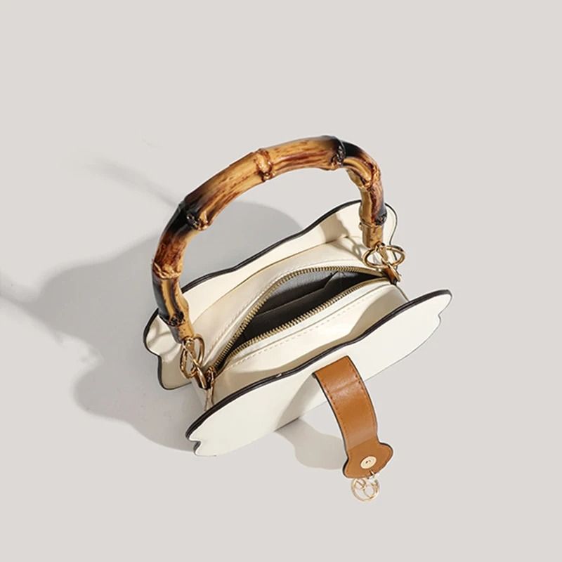 Chinese Style Panda Head Crossbody Bag with Bamboo Joint Handle