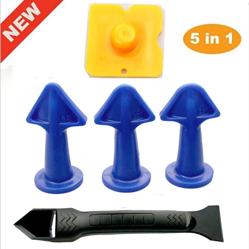 Premium 5-Piece Caulking Nozzle & Finishing Spatula Kit - Smooth Sealant & Grout Tool