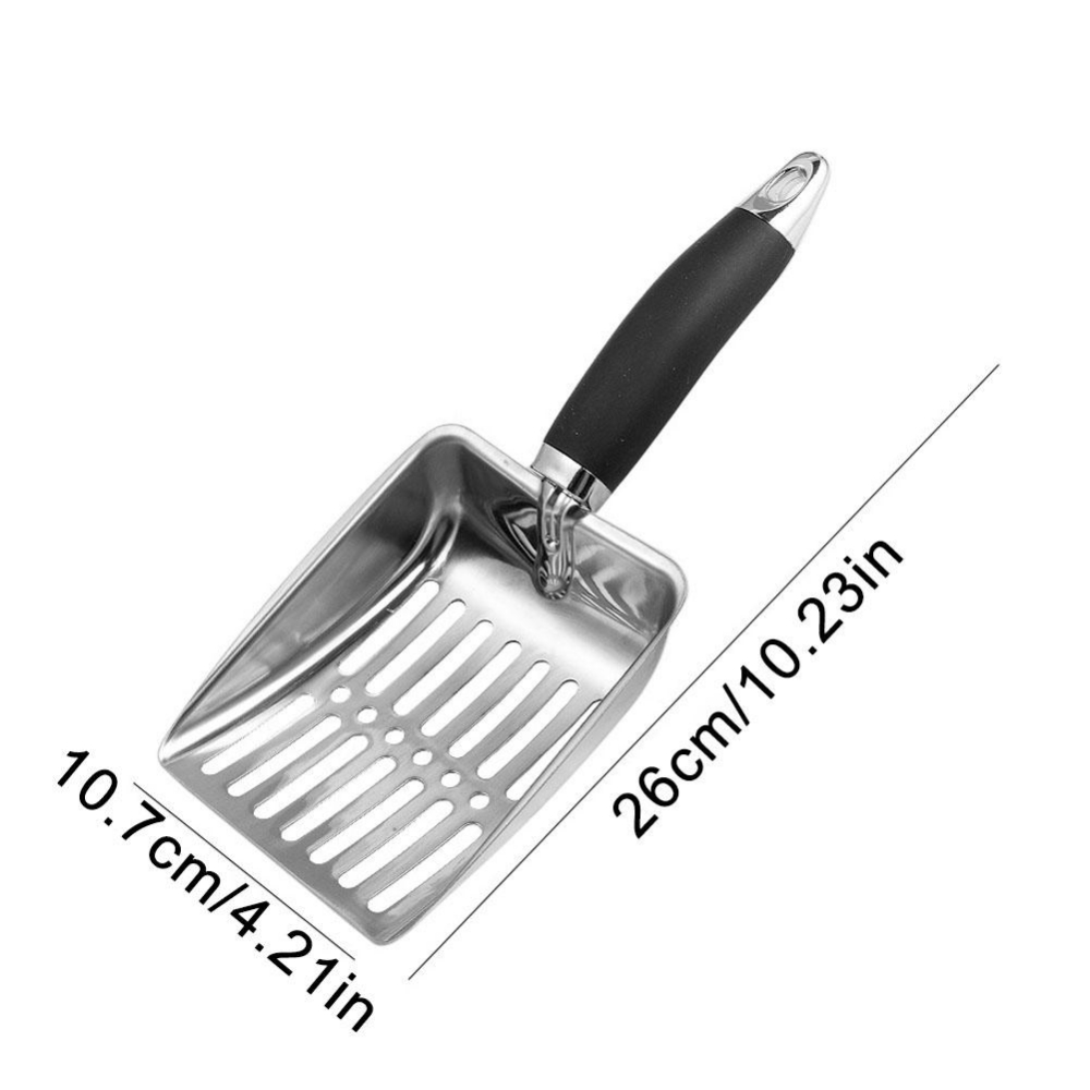 Metal Long Handle Scoop, Stainless Steel Shovel, Cat Litter Scoop, Dog Cat Clean Feces Supplies, Reduces Dust