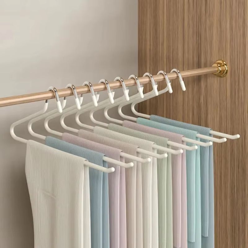 10-Piece Goose-Type Telescopic Multi-Layer Pants Storage Rack for Wardrobe and Dorm