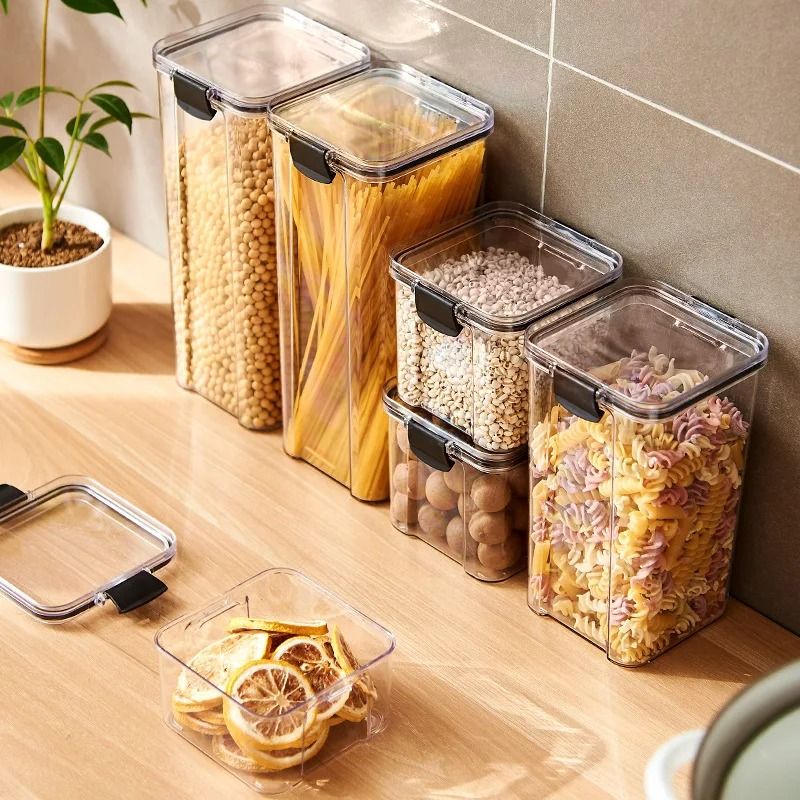 Sealed Kitchen Grain Storage Organizer Plastic Moisture Proof Food Container Set
