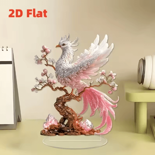 Crystal Phoenix Statue Elegant Feng Shui Desk Decor & Lucky Gift Ornament