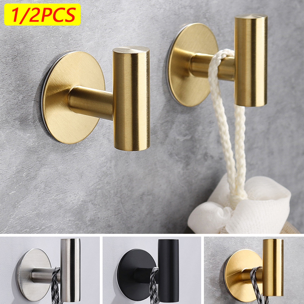 Stainless Steel Wall Hook Adhesive Robe Hooks for Towel, Coat & Key Bathroom & Kitchen Storage Accessories