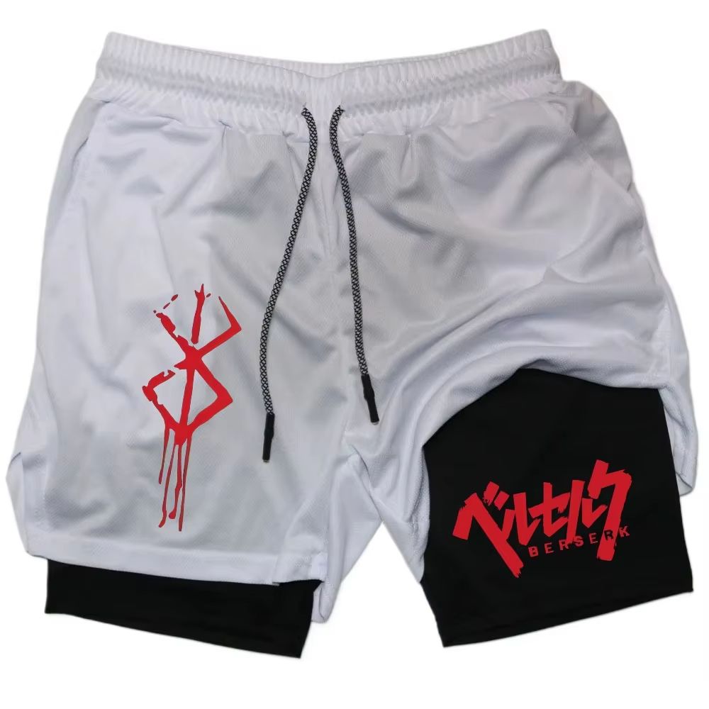 Berserk 2-in-1 Men's Performance Running Shorts – Compression Inner Layer Training Gym Shorts with Pockets