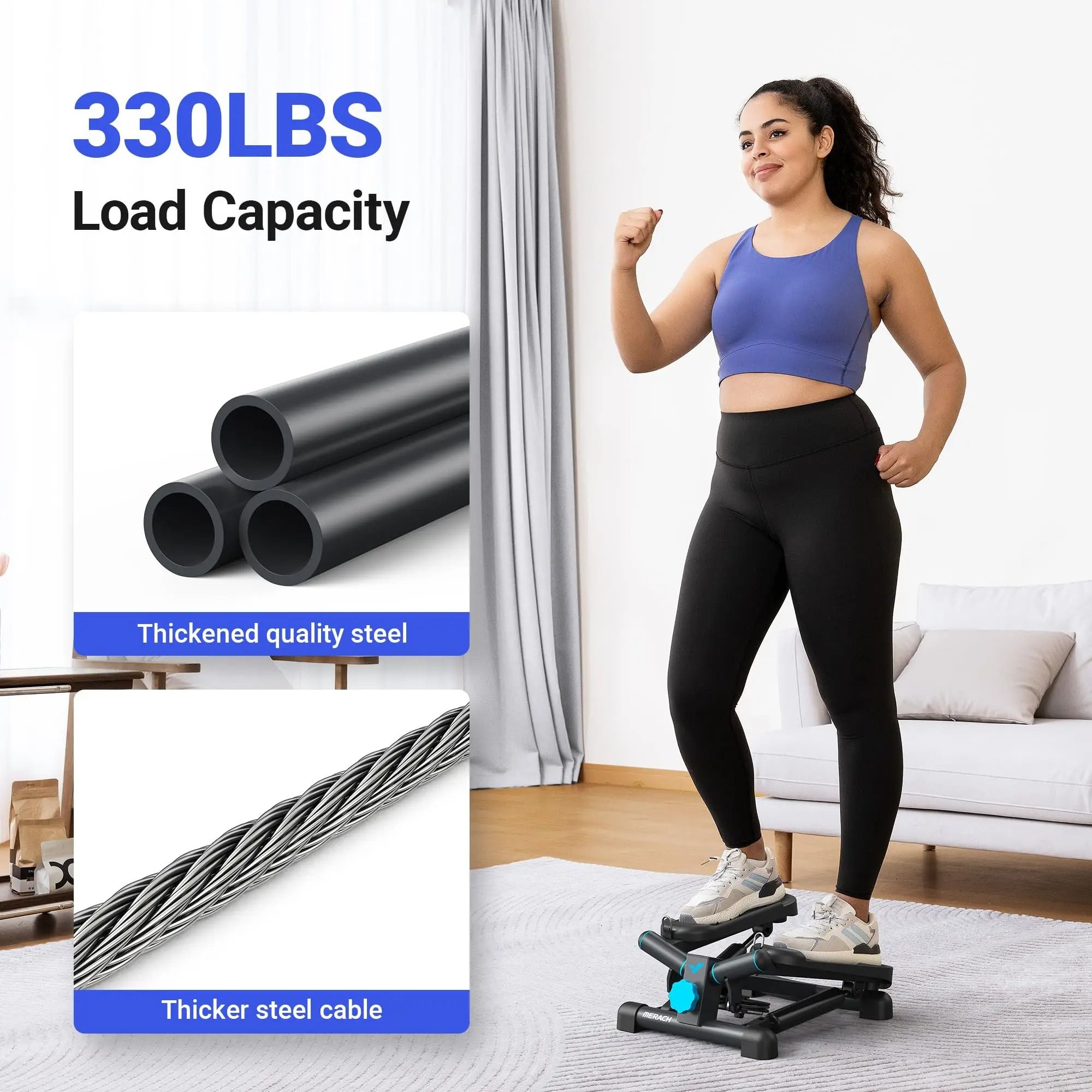 Compact Twist Stepper with Resistance Bands