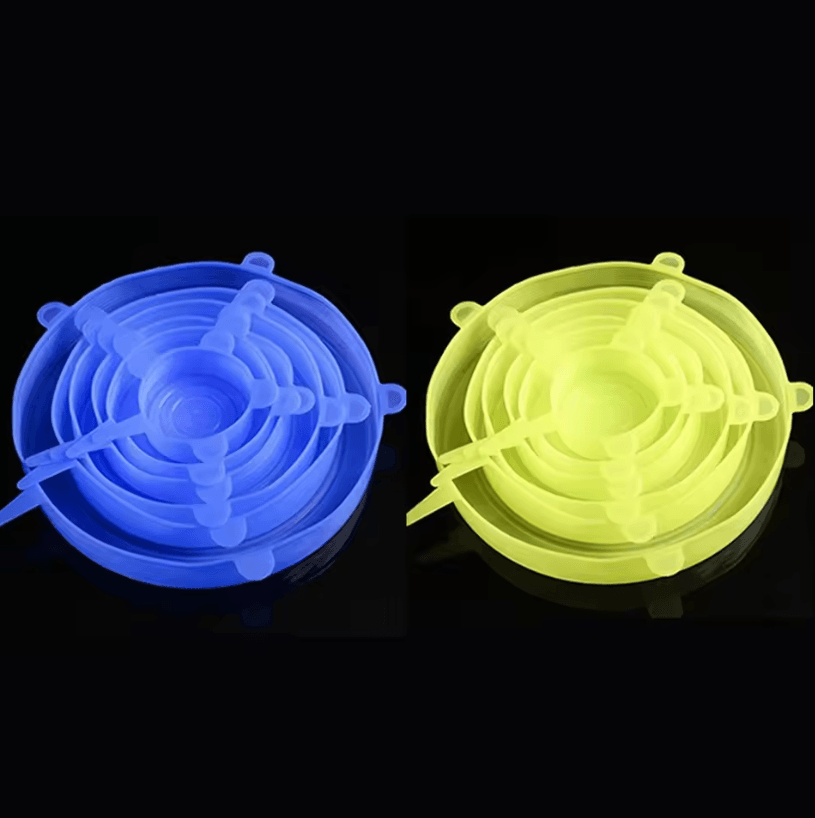 6 Pcs Silicone Cover Stretch Lids Universal Adaptable Kitchen Bowl Caps